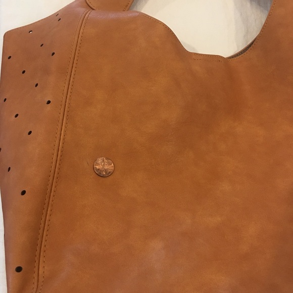 NWOT - Cognac Faux Leather Tote - Picture 5 of 5